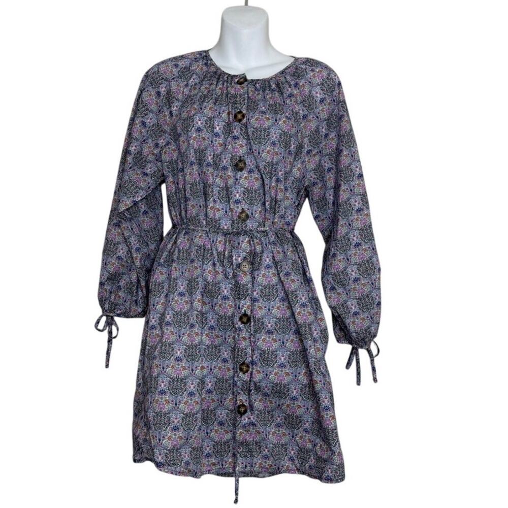 J Crew Tie-sleeve button-front Dress Liberty® Club Nouveau Size Medium
